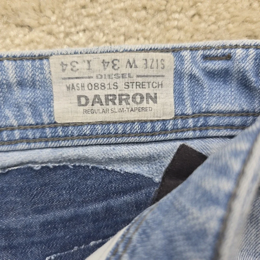 Vintage Mens Diesel DARRON 0826A Slim Tapered Blue Jeans W34 L34 - Picture 8 of 16